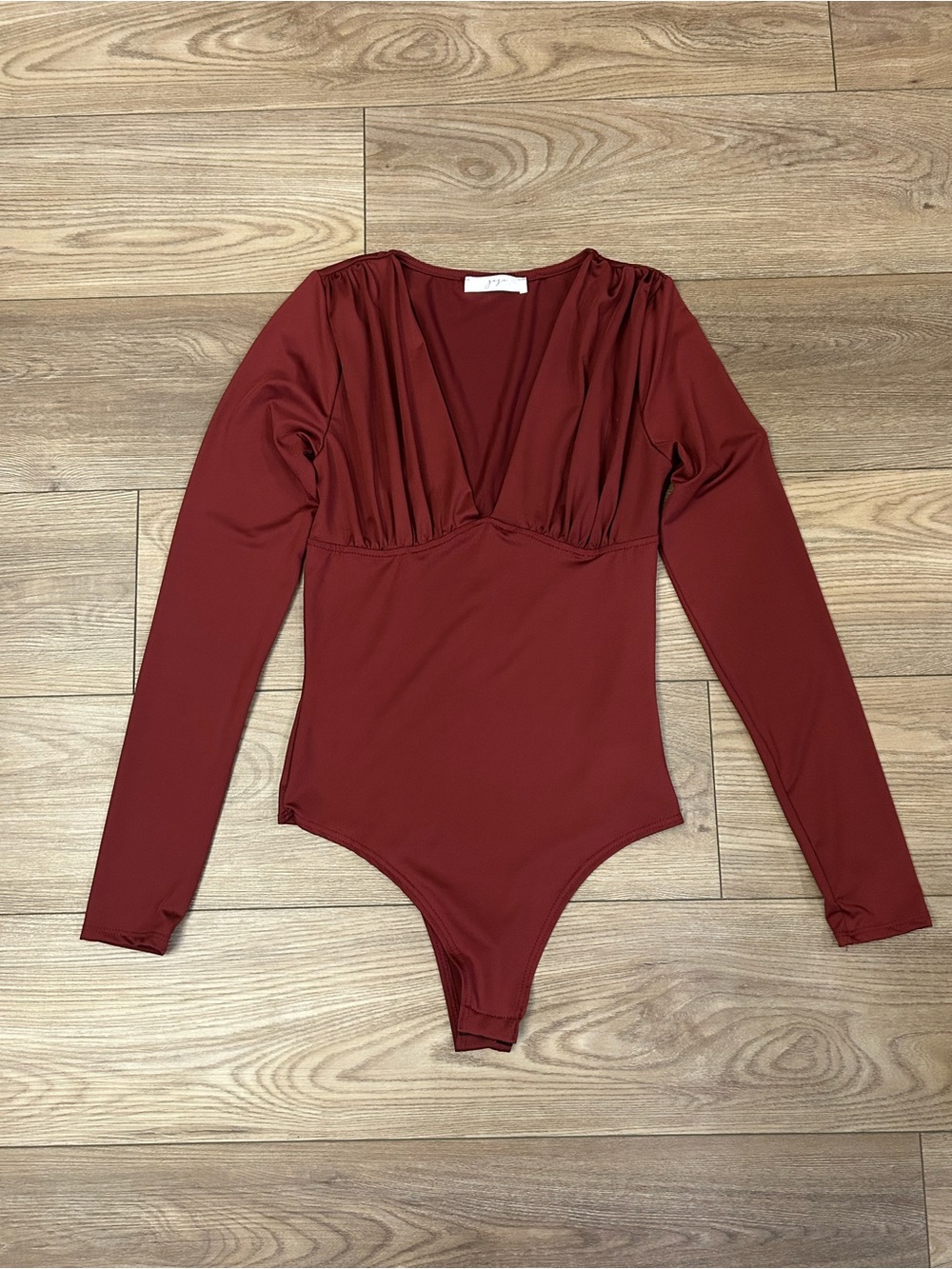 Gaze Burgundy Ruched Long Sleeve Bodysuit XS/S Stretchy